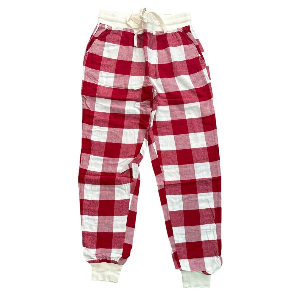 NWT Flannel Jogger PJ Pant Plaid Size XXS Red Cream